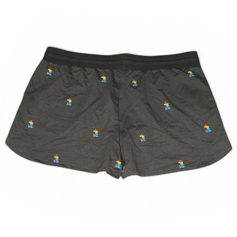 Disney Pride Collection Lounge Shorts Women 1X Dark Green Rainbow Mickey Mouse - Picture 3 of 10